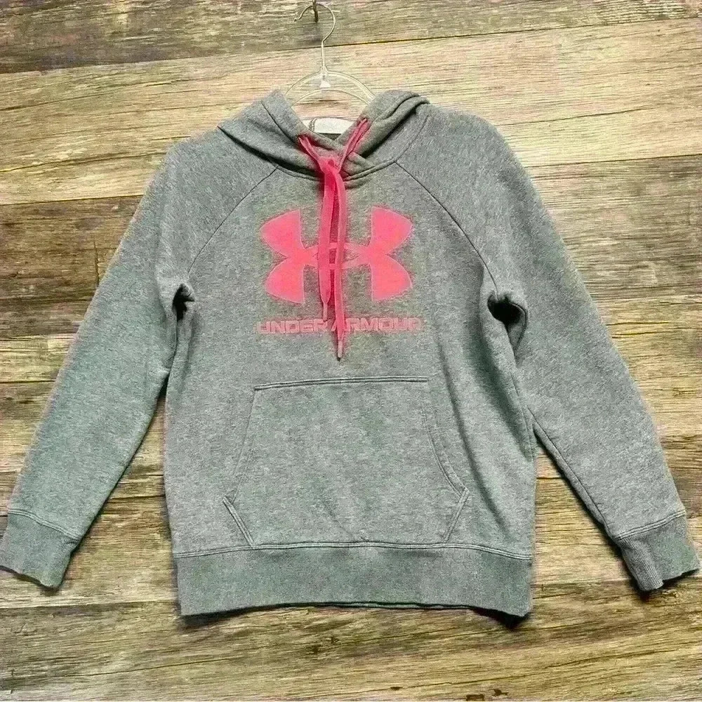 Under Armour Kids Gray Hoodie with Pink Logo